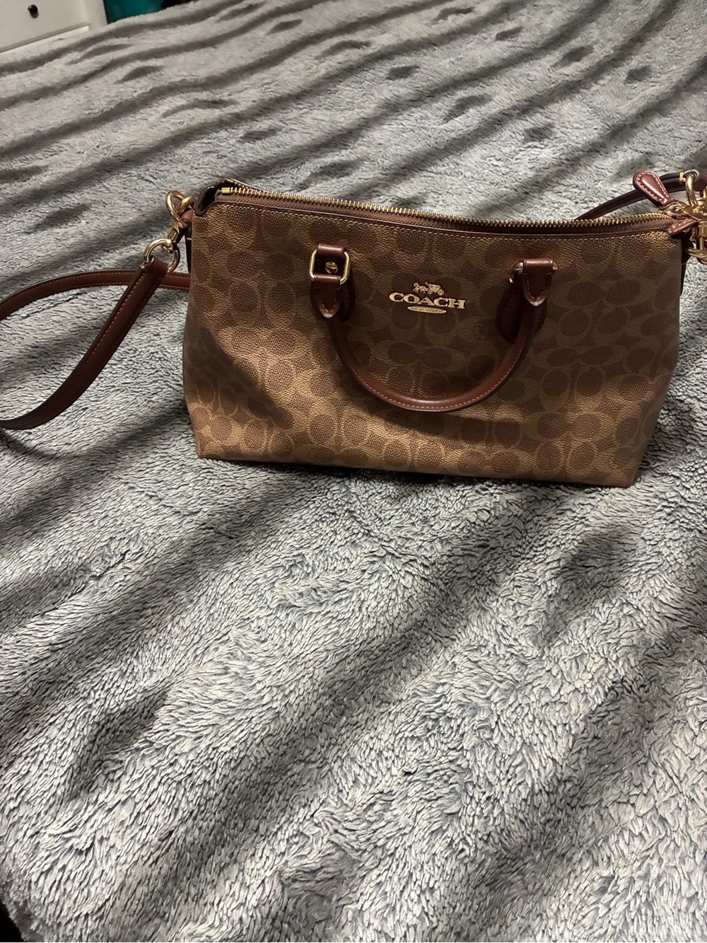 Coach Brown Signature Monogram Crossbody Bag